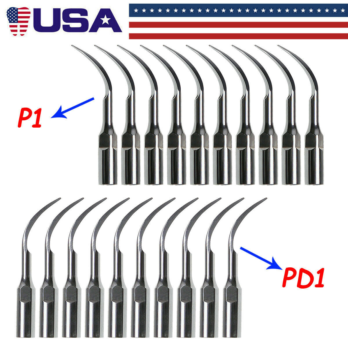 5-50*Dental Ultrasonic Piezo Scaler Tip P1 PD1 fit EMS Woodpecker/DTE SATELEC st