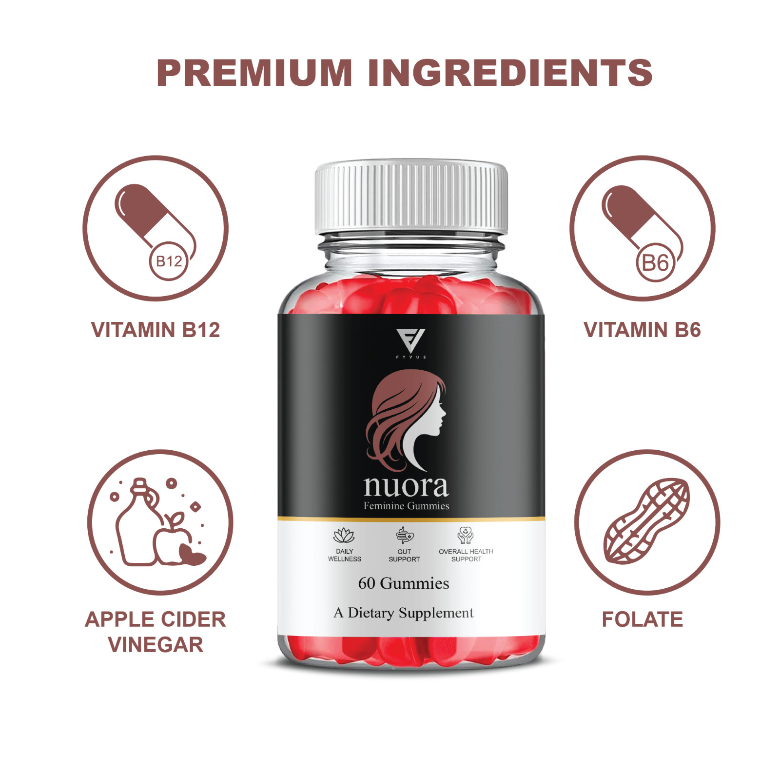 Nuora Feminine Gummies, Nuora Feminine Health Support (60 Gummies)
