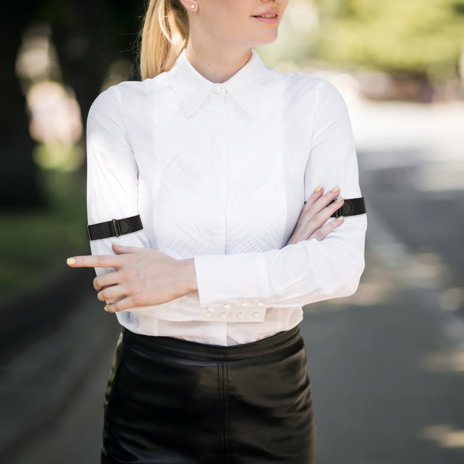 Sleeve Garters Elastic Arm Band Stretchy Adjustable Holders Armband, 2 Pcs