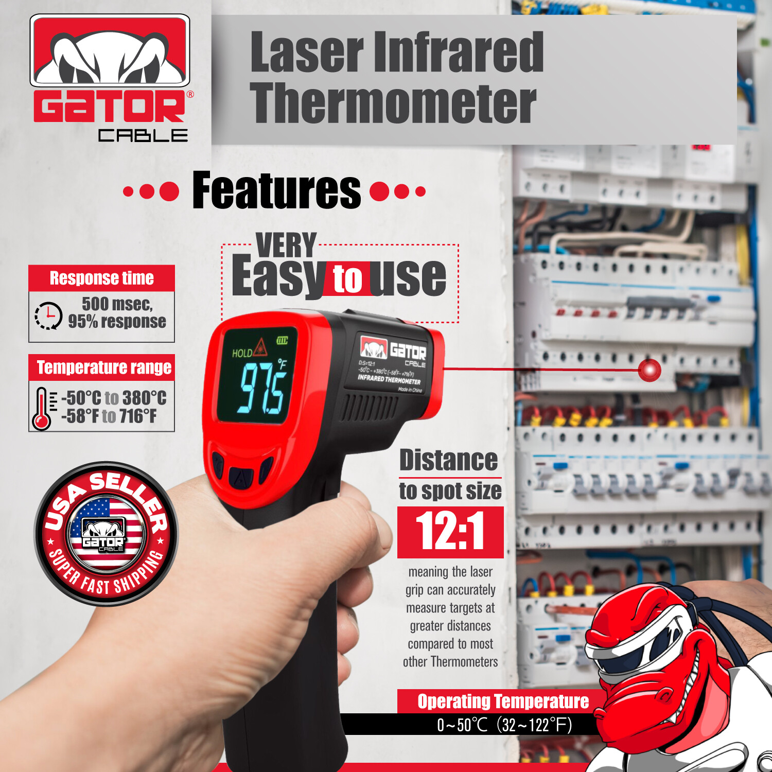 Infrared Laser Thermometer Gun No-Contact Digital Temperature Measurement Tester