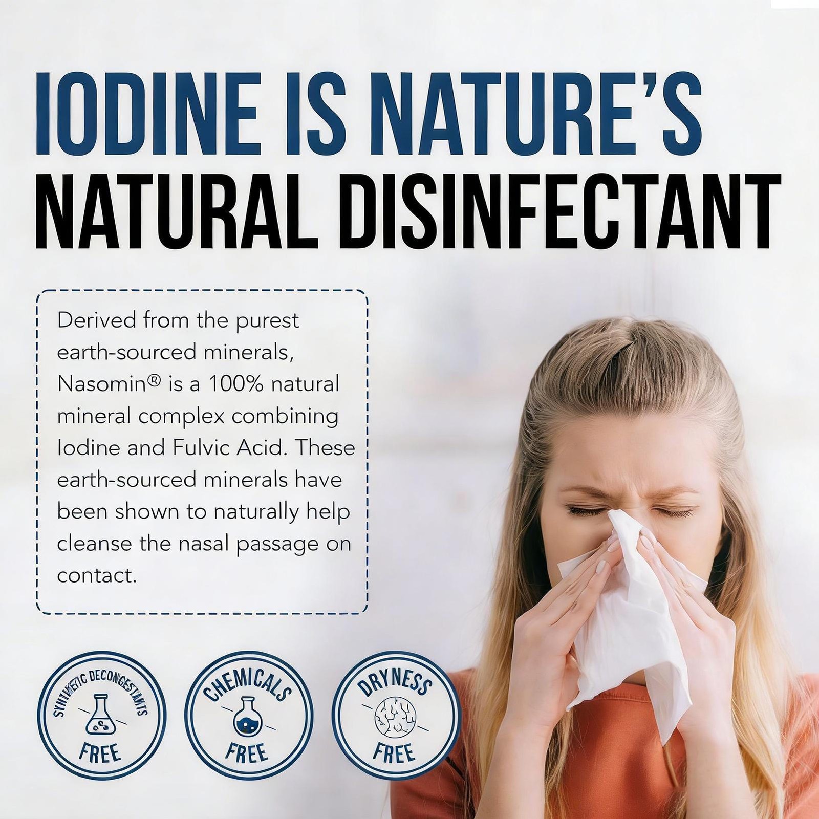 Nasomin Nasal Iodine – Nasal Cleanse– Neutralize Nose - Iodine + Fulvic Acid Ble