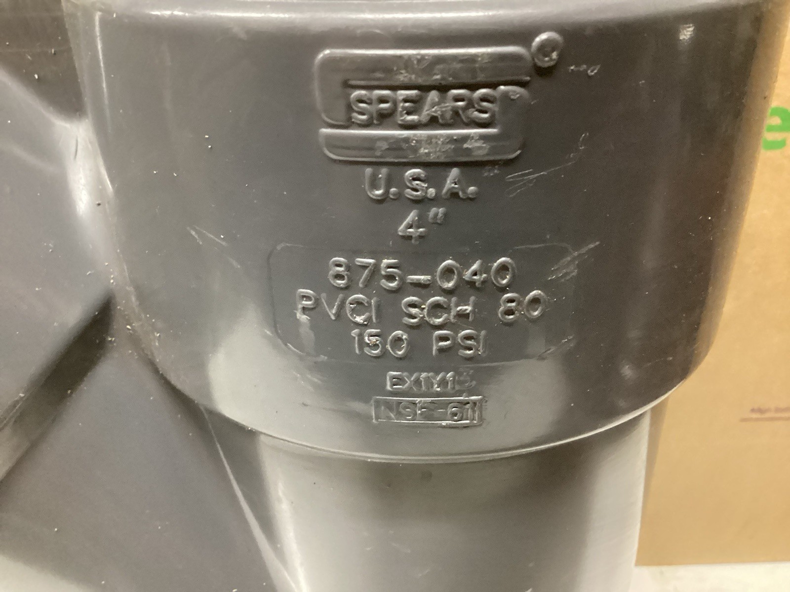 SPEARS 875-040 WYE 4 IN SCH 80 PVC 150 PSI