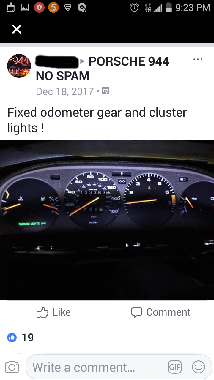 Porsche 951 944 968 instrument cluster LED lighting FIX KIT.