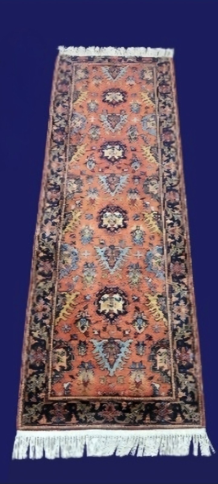 2'8×10ft Hand Knotted 100% Pure Wool Herize Design Runner Vintage Rub
