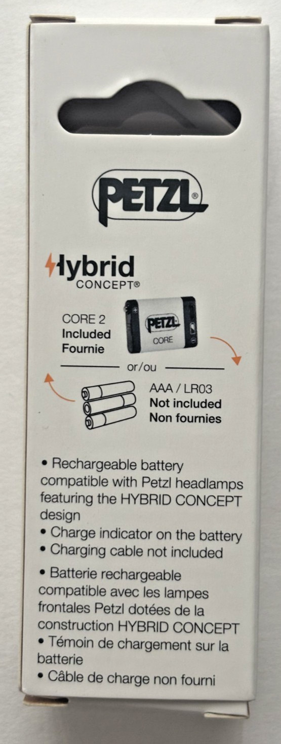 Petzl Core 2 Headlamp USB-C Rechargeable Lithium Hybrid System Batteries 2x NEW!