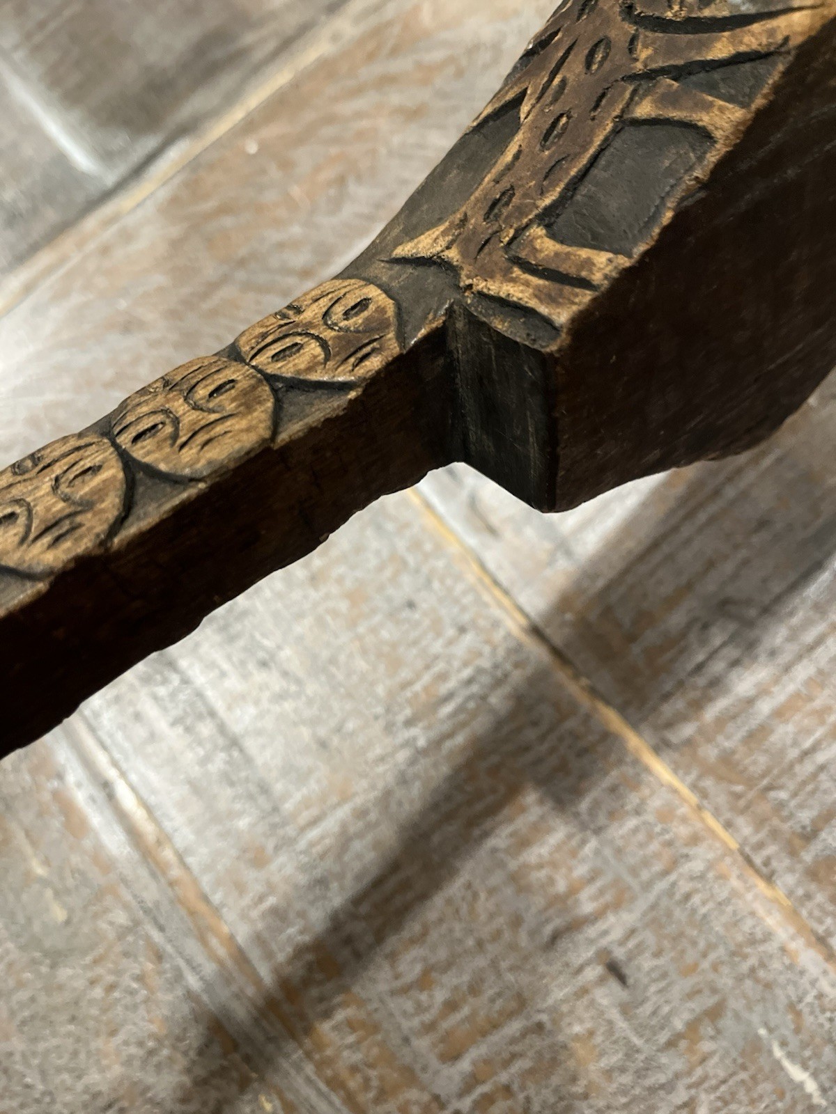 Antique Paiwan Noble Ceremonial Twin cup Linnak Hand Carve Taiwan Aboriginal 20”