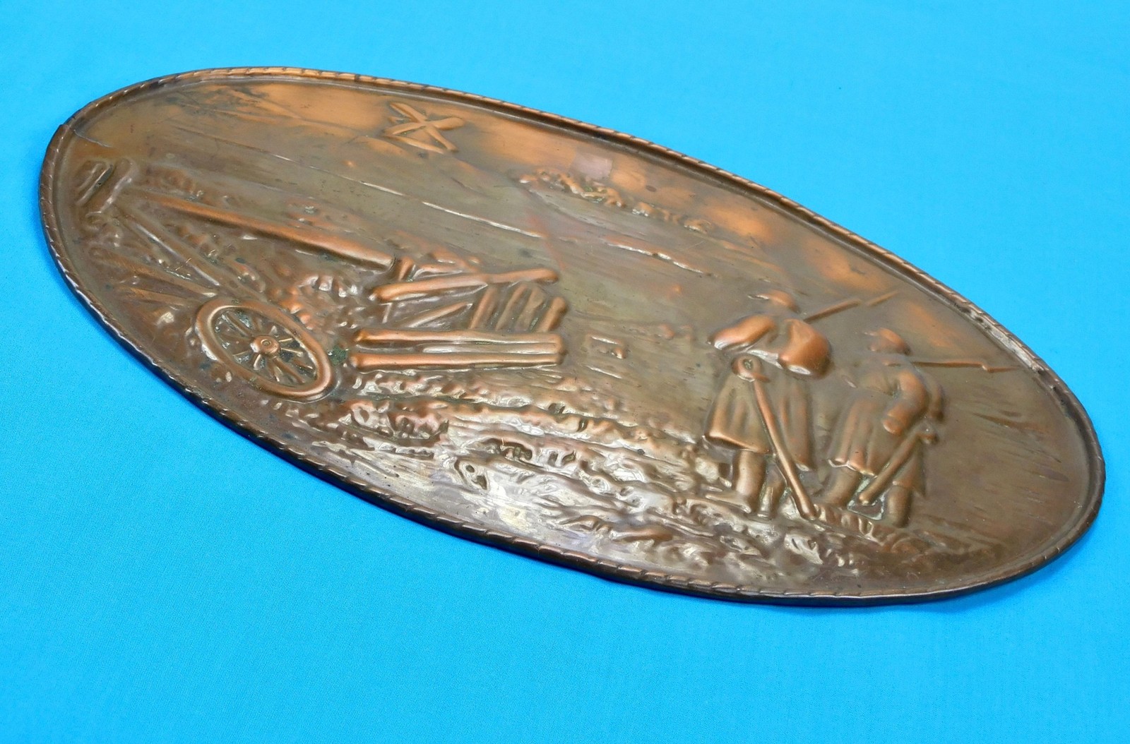 German Germany Antique WW1 Copper Tin Metal Wall Plaque Military Decor