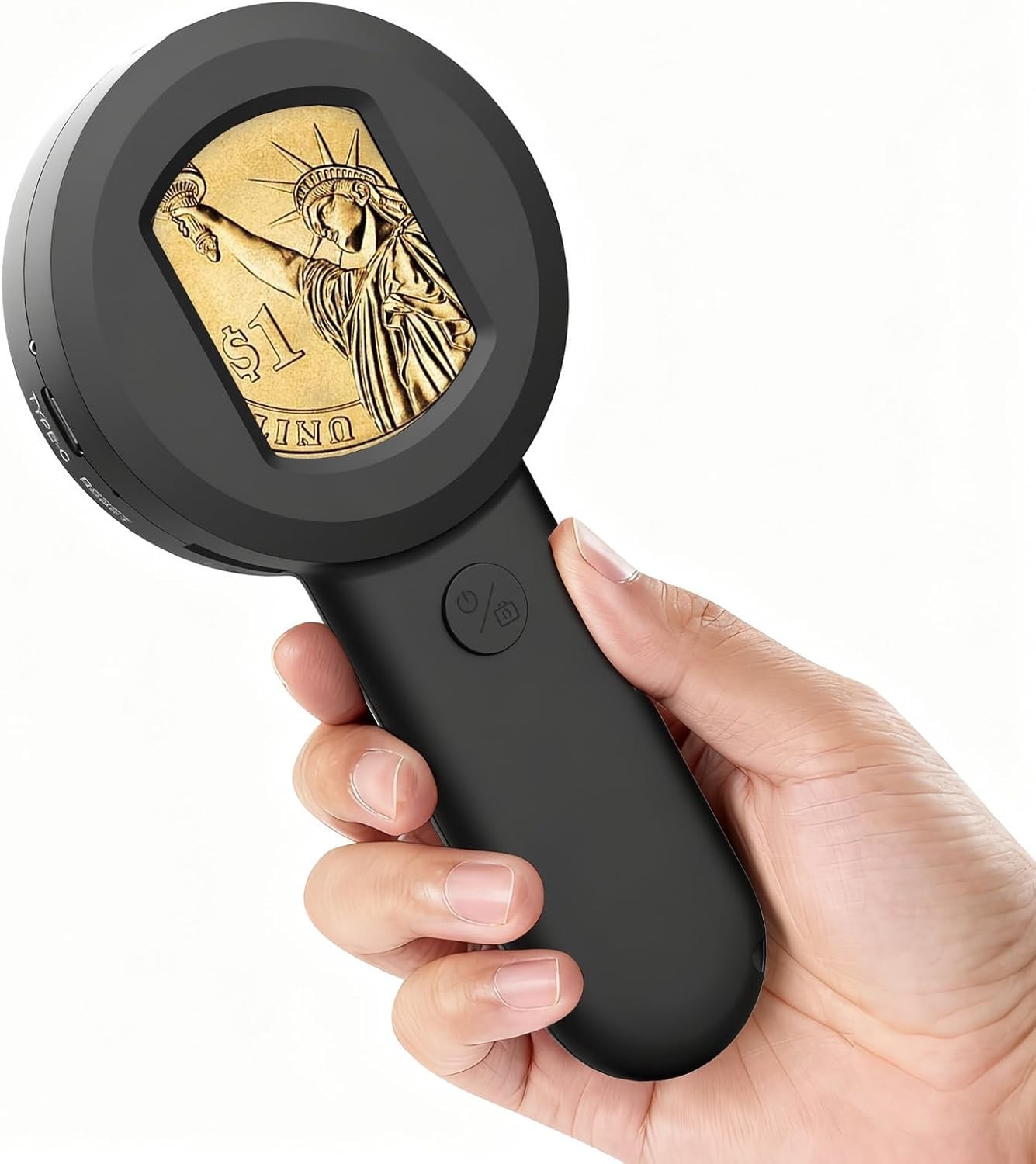 Digital Handheld Microscope for Kids Adults - 100x Mini Coin Magnifier with L...