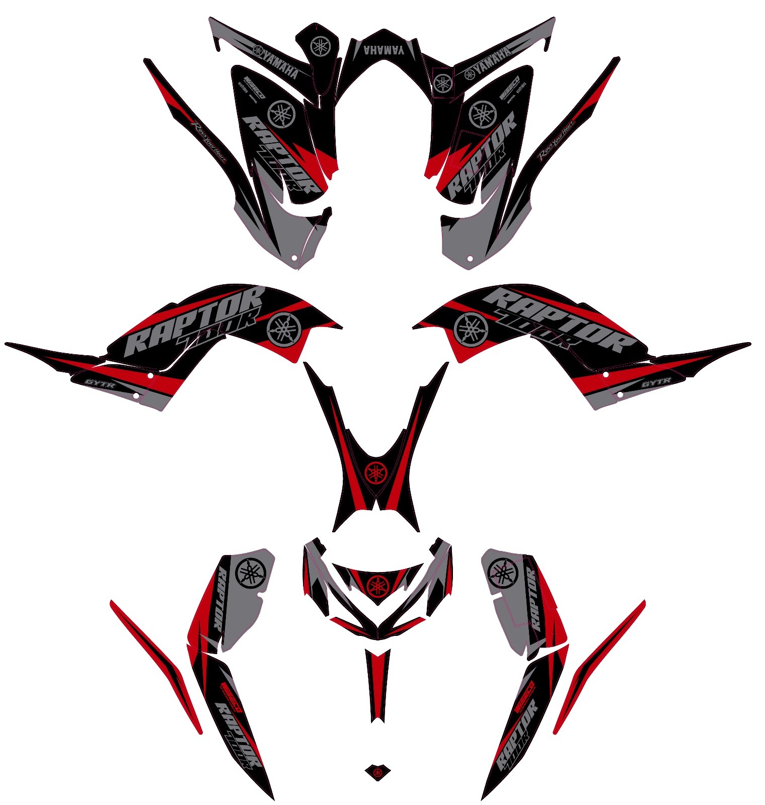 Fits Yamaha Raptor 700R Graphics Kit 2013 TO 2024 decal KIT stickers