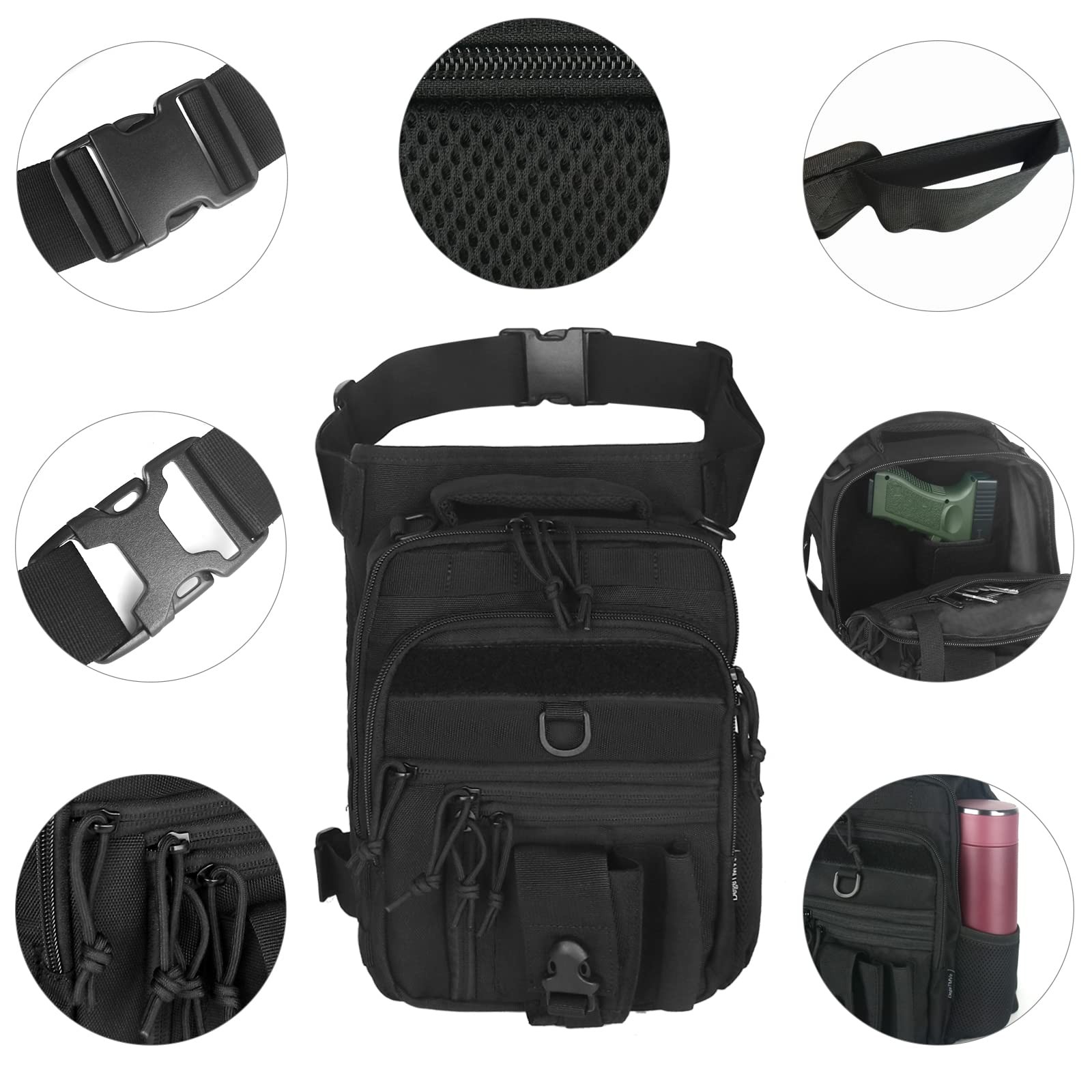 Dual Holster Drop Leg Bag Tactical Thigh Pouch Conceal Carry Pistol Handgun