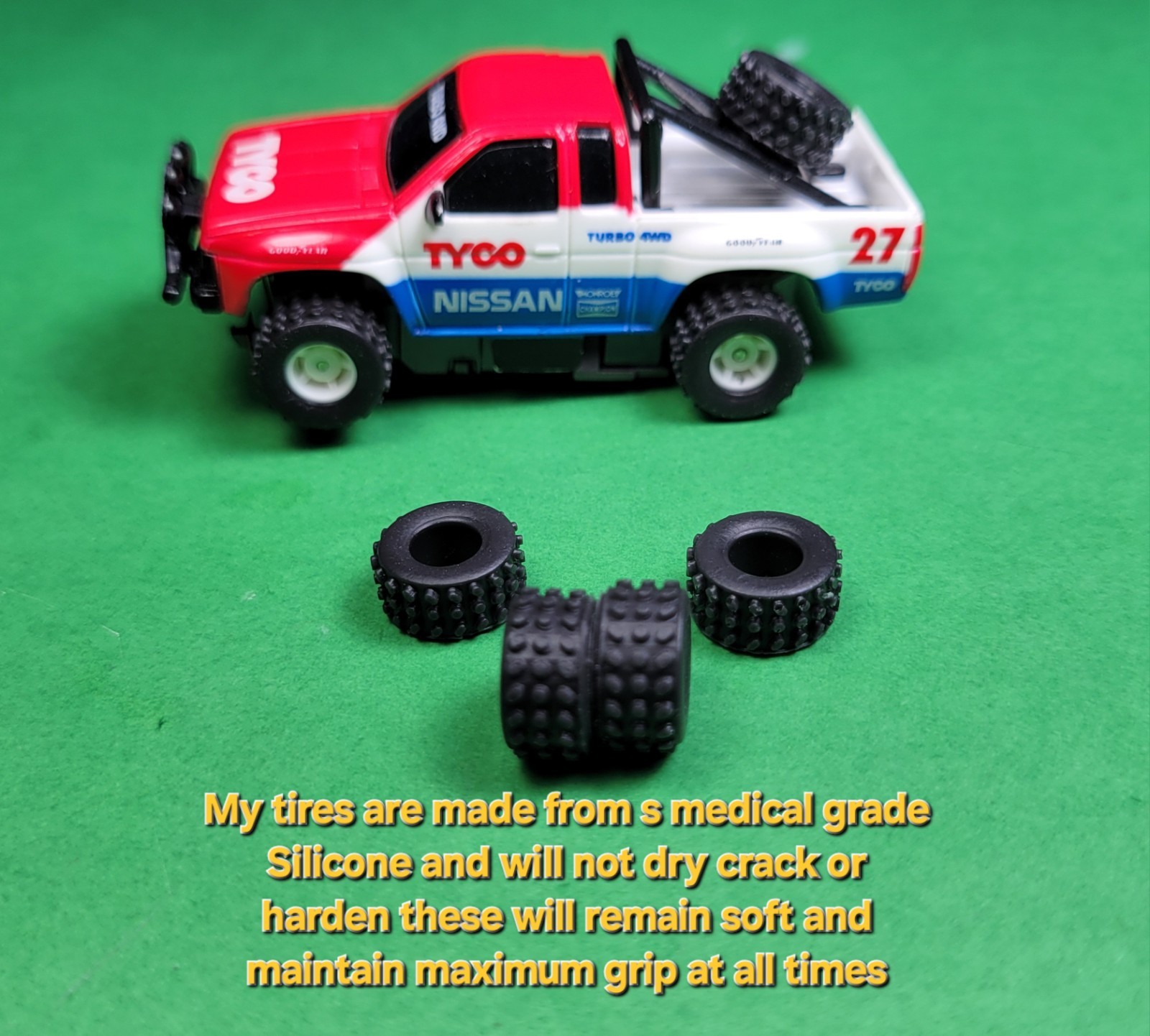 TYCO Baja Truck Silicone Slot Car Knobby TIRES Bandit Nissan 440x2 Awesome Grip