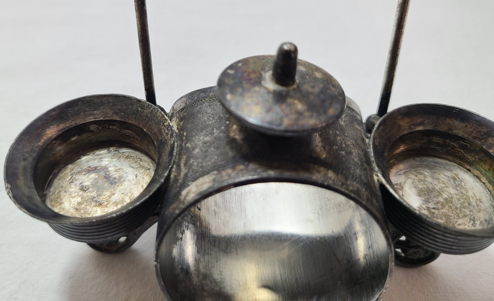 Napkin Ring Holder Salt Cellar Antique Silverplate Figural 2 Turtles