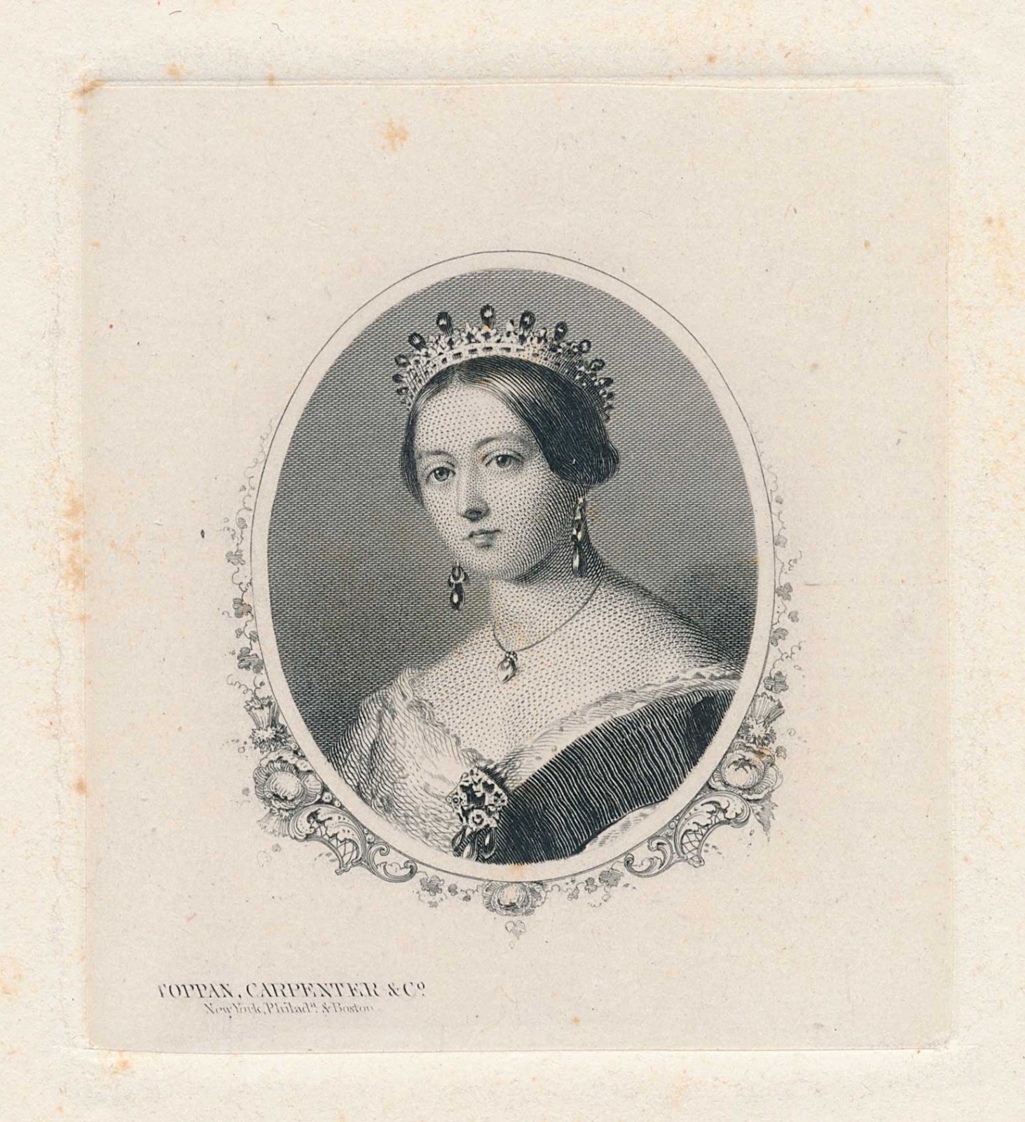 Large Portrait die proof, Queen Victoria, by Toppan, Carpenter & Co. 1850s