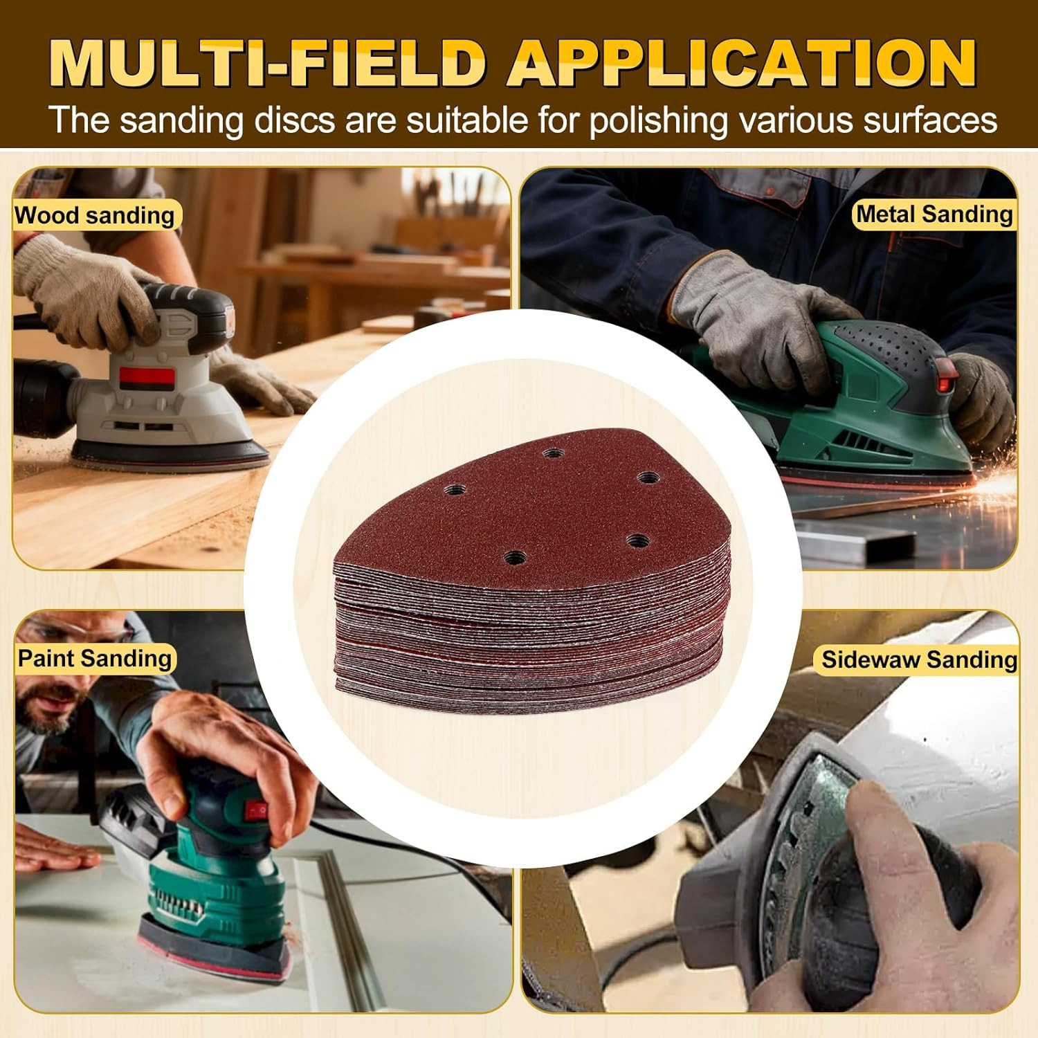 55Pcs Mouse Detail Sander Sandpaper Premium Triangle Sanding Pads 9 Grits 40-800