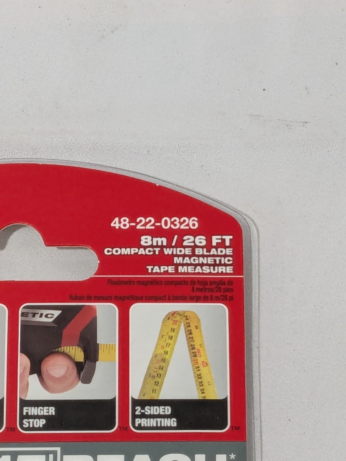 Milwaukee Tape Measure: 26' Long, 1″ Width, Black & Yellow Blade 48-22-0326