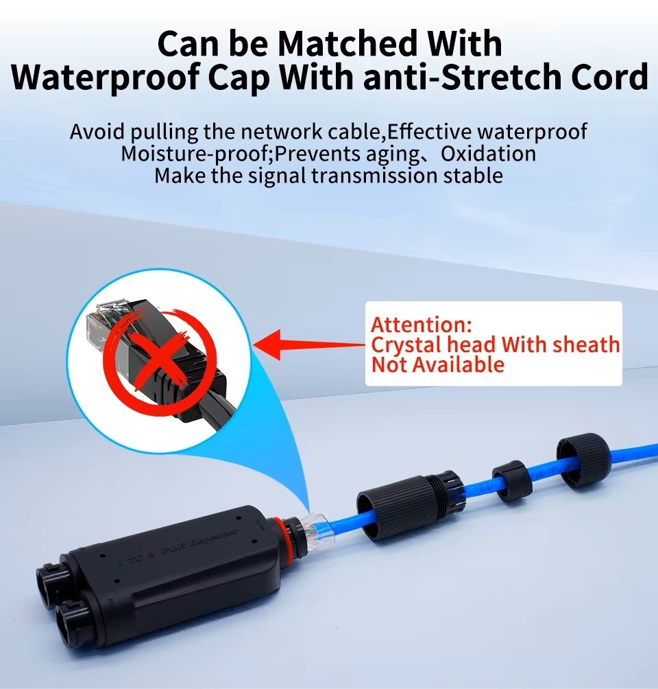 2 Port Waterproof POE Repeater IP66 10/100Mbps 1 to 2 PoE Extender