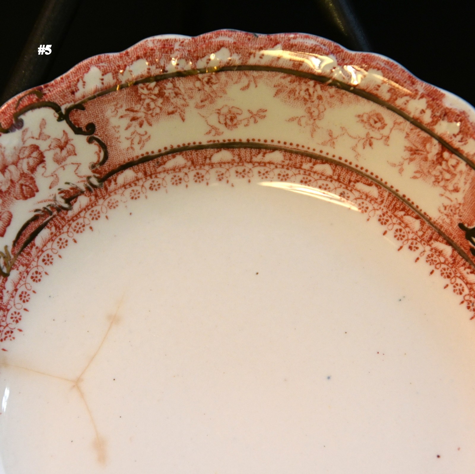 Wedgwood 5 Fruit Dessert Bowls Coupe Phoebe Pink wGold Accents England 1900-1906