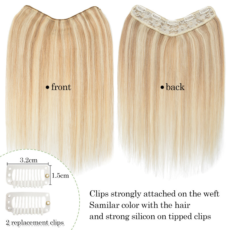 REAL Remy V-shaped Clip In 100% Human Hair Extensions One Piece 3/4 Full Head