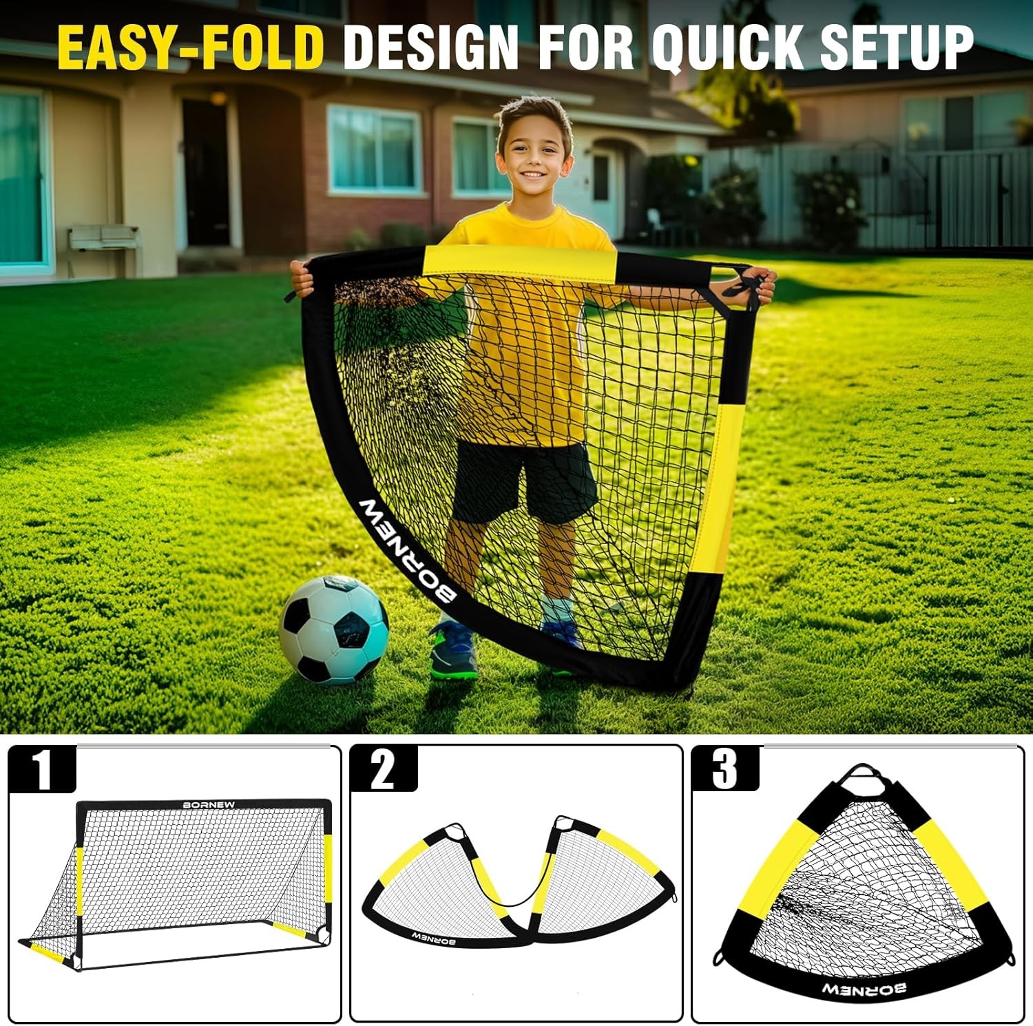 Kids Soccer Goal for Backyard Set - 2 Set of 7X5 / 6X4 Ft Toddler Soccer Nets Tr