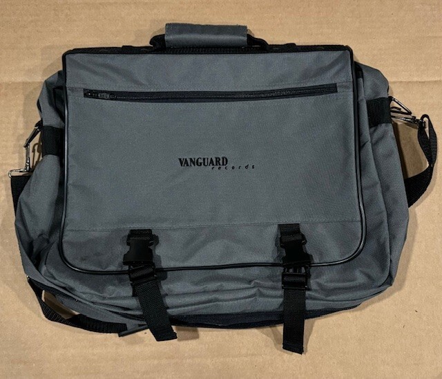 Rare Vanguard Records LP Bag Grey canvas w/ pockets and zippers and clips