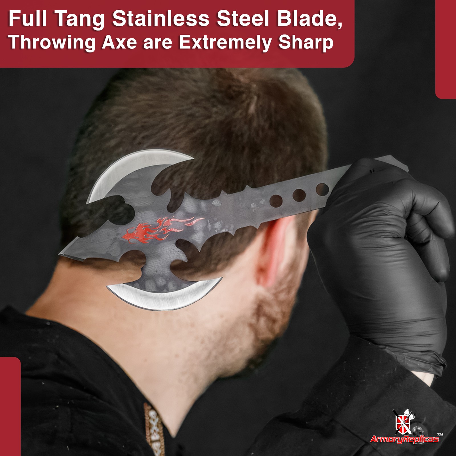 Dragon’s Mighty Fury Triple Edged Throwing Axe Tactical Stainless Steel Hatchet