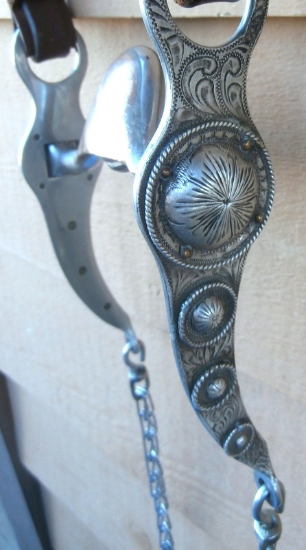 Vintage Sterling Silver 4 Concho Cheek Horse Bit Poco Headstall Rein Chains