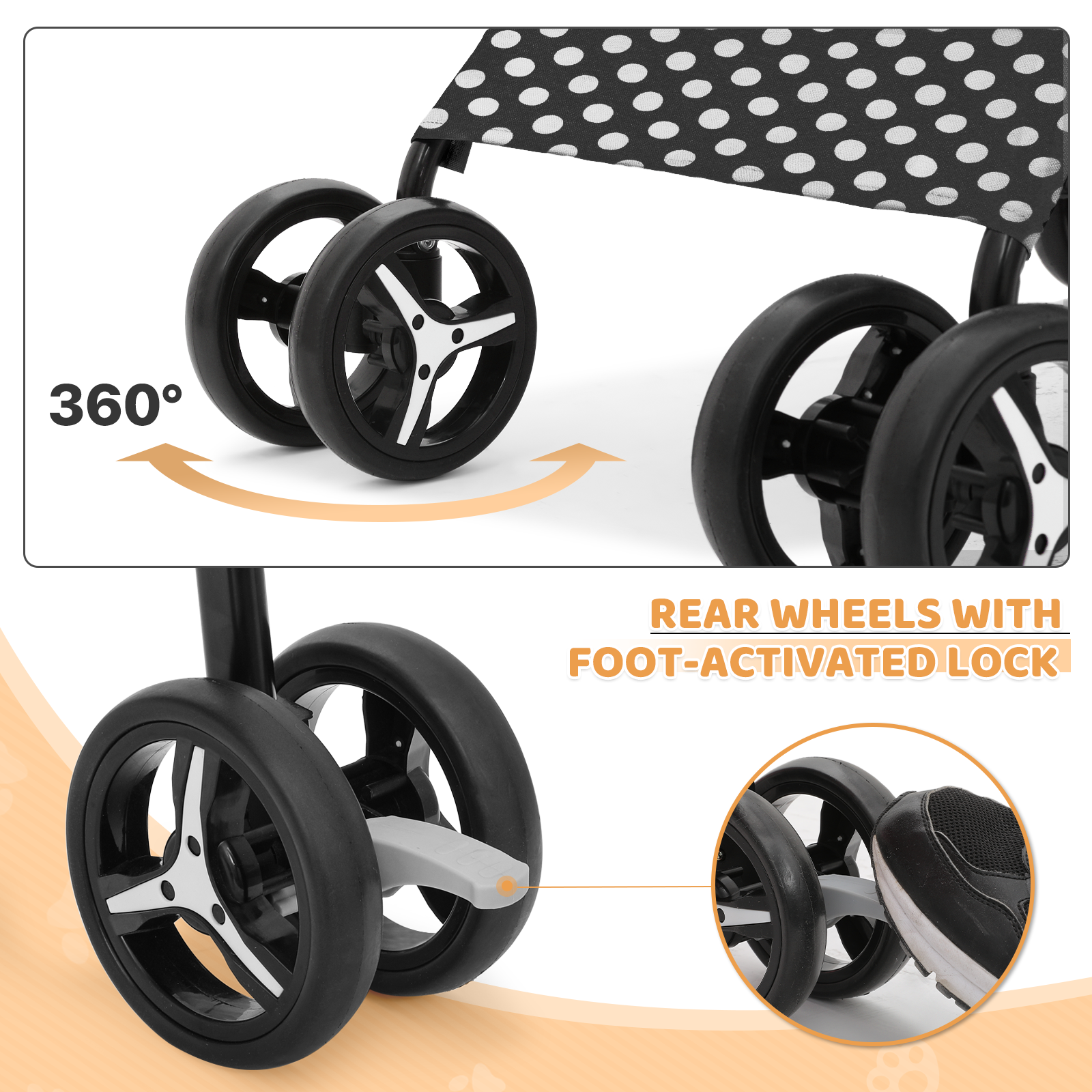 Pet Stroller Foldable 4 Wheels Cat Dog Travel Carrier Storage Basket w/Skylight