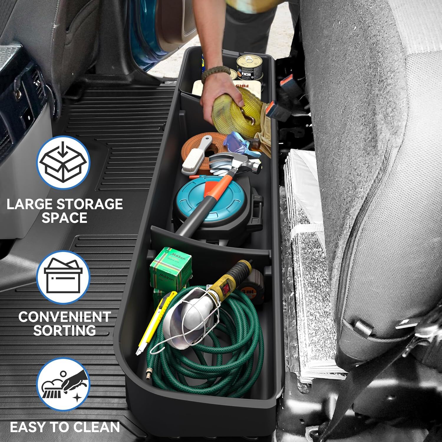 OEDRO Under Seat Storage Box for 2015-2024 Ford F150 Crew Cab Cargo Organizer
