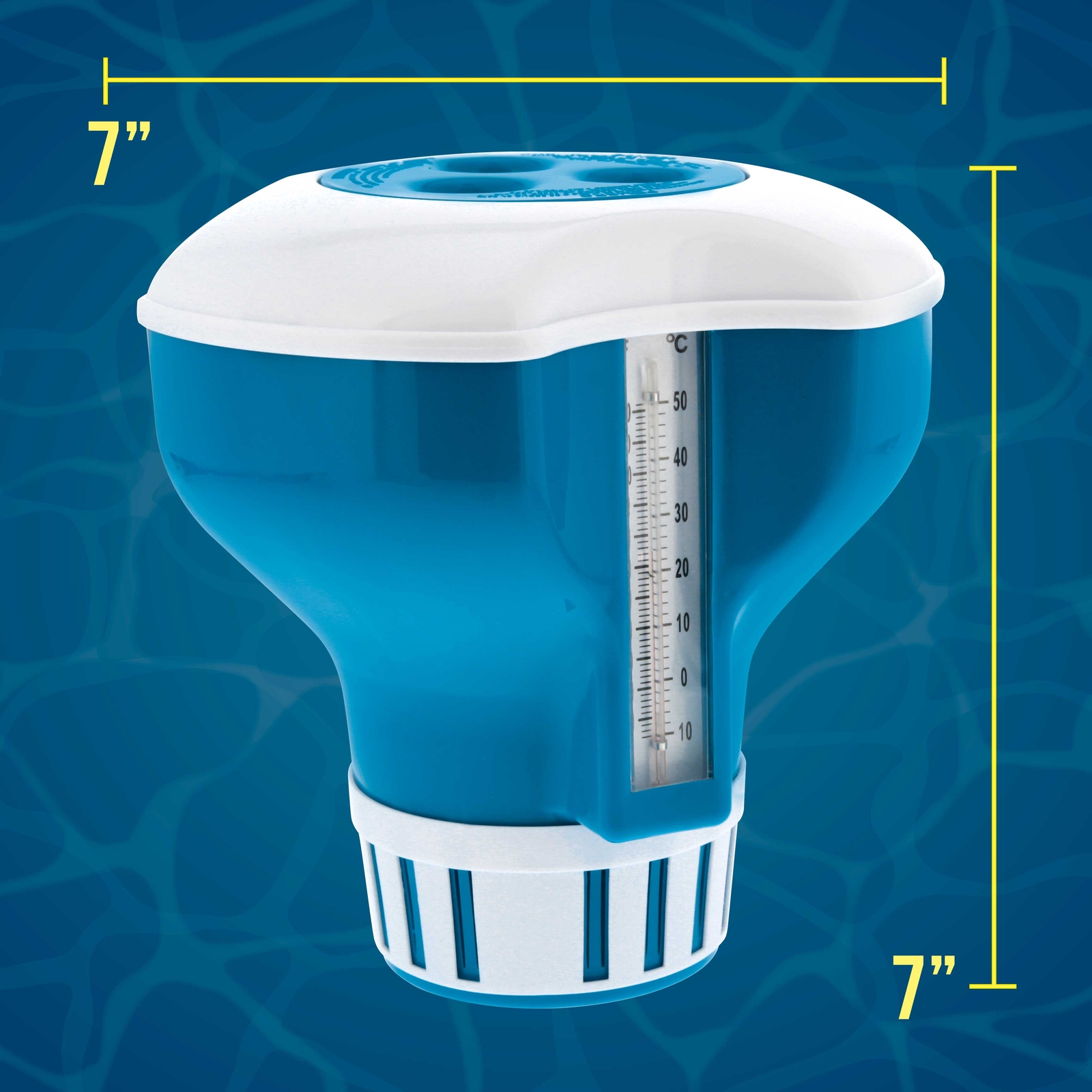 U.S. Pool Supply 7" Pool Floating Chlorine Chemical Dispenser with Thermometer