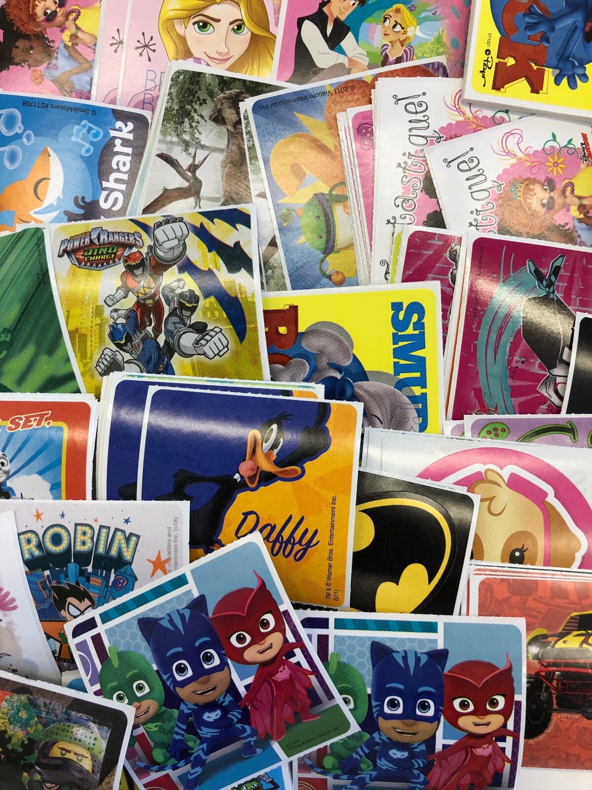 100 random character stickers party supply teacher rewards 2.5" x 2.5"