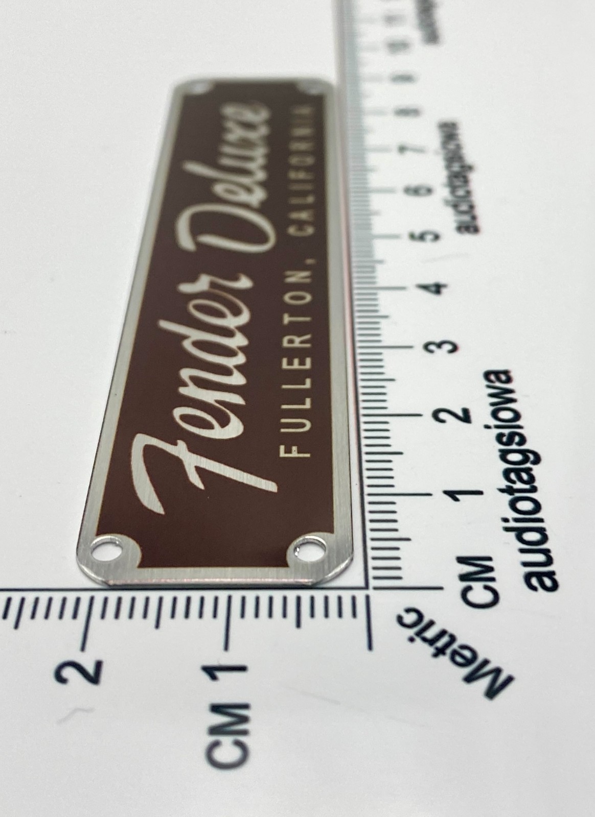 Fender Deluxe Fullerton Logo Case Badge Custom Made Silver Aluminum with Screws