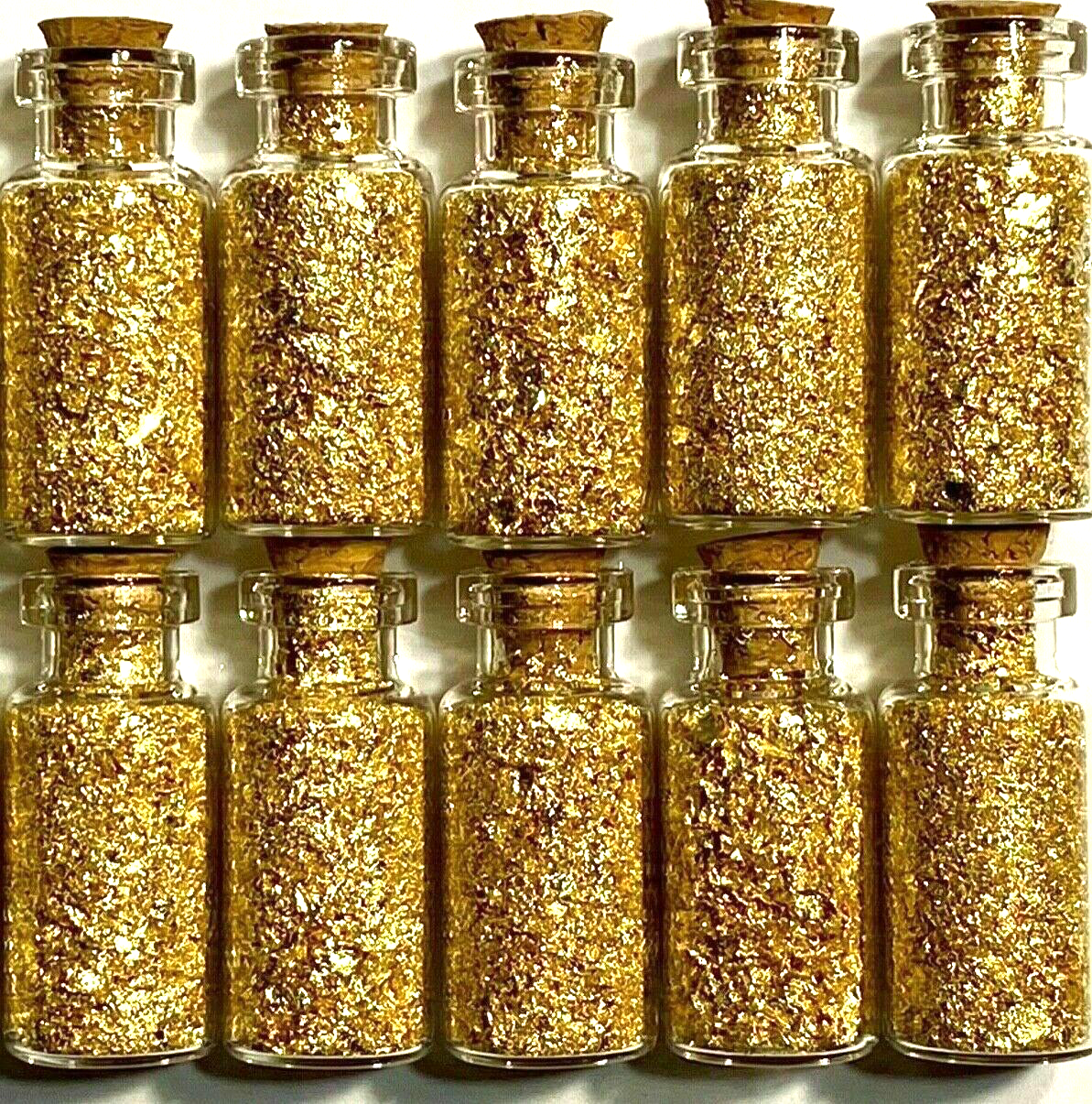 10 Large Bottles of Gold Leaf Flakes ..... Lowest price online !!