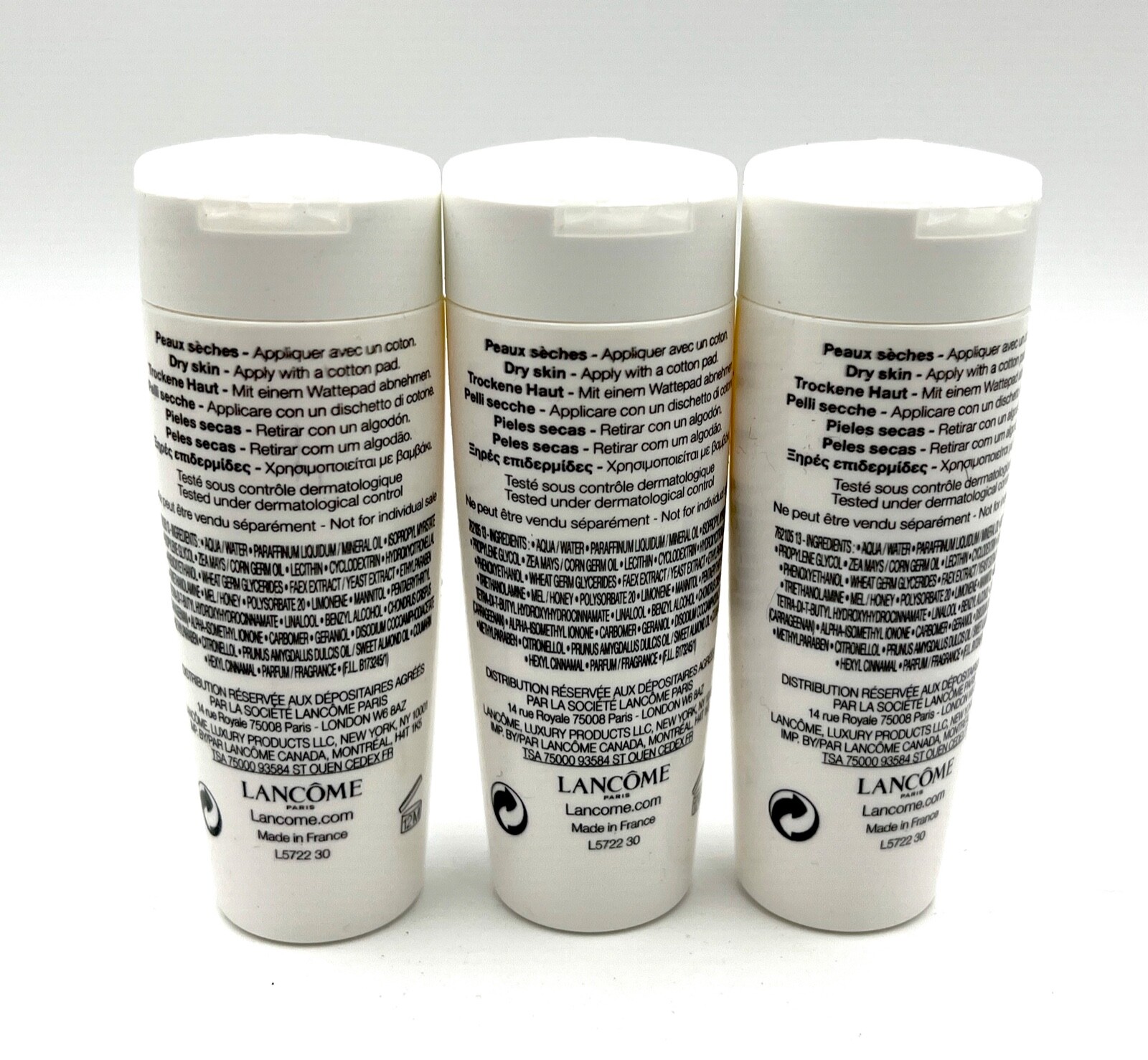 3 x Lancome Lait Galatee Confort Comforting Makeup Remover Milk~1.69oz*3= 5.1 oz