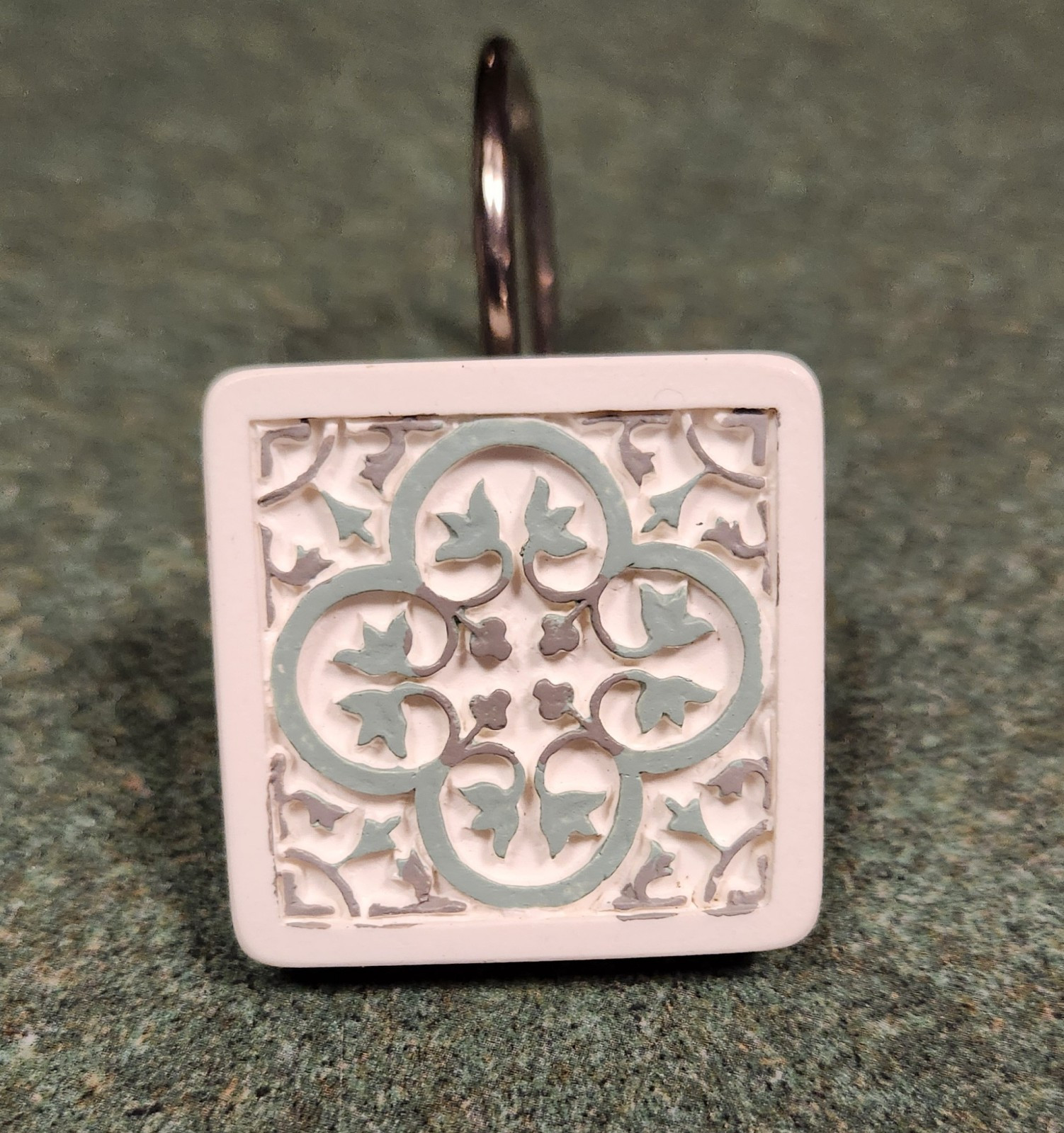 Shower Curtain Hooks 12 pc 1.25" Tiles With Stainless Steel for Bathroom Decor