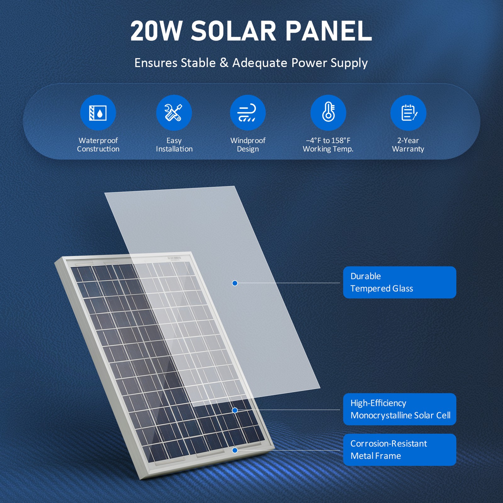CO-Z Solar Powered Single Swing Gate Operator for 660lb Home Gate 2 Remotes