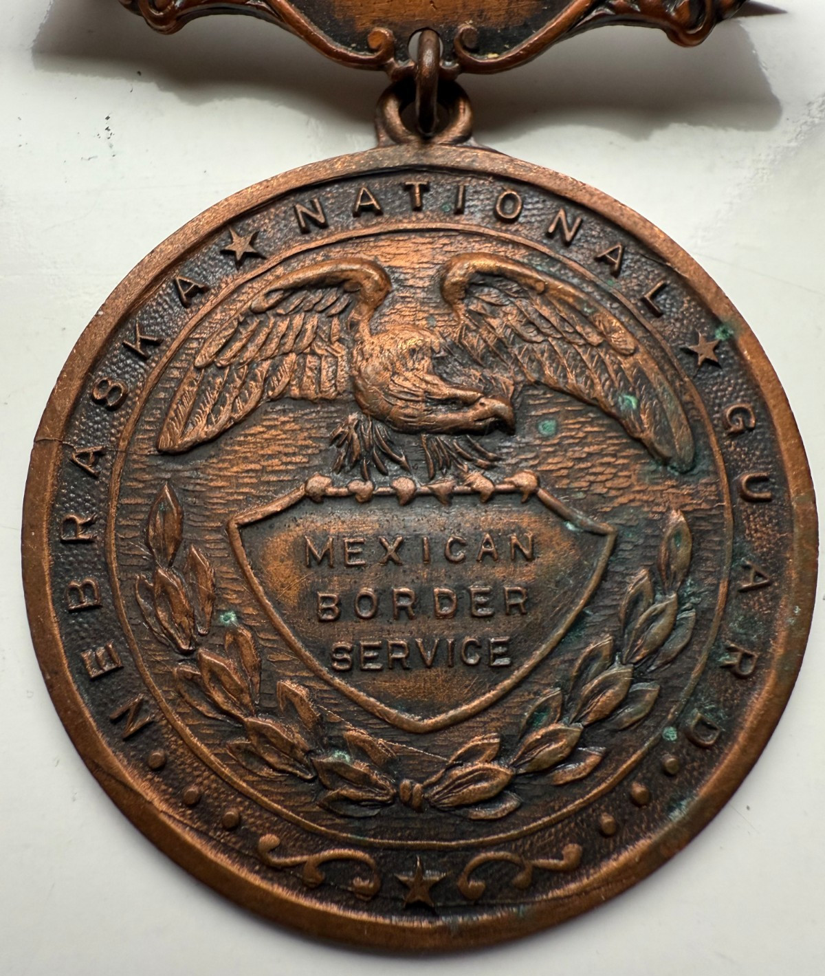 Rare 1916 Nebraska National Guard Mexican Border Service Medal Poncho Villa Exp