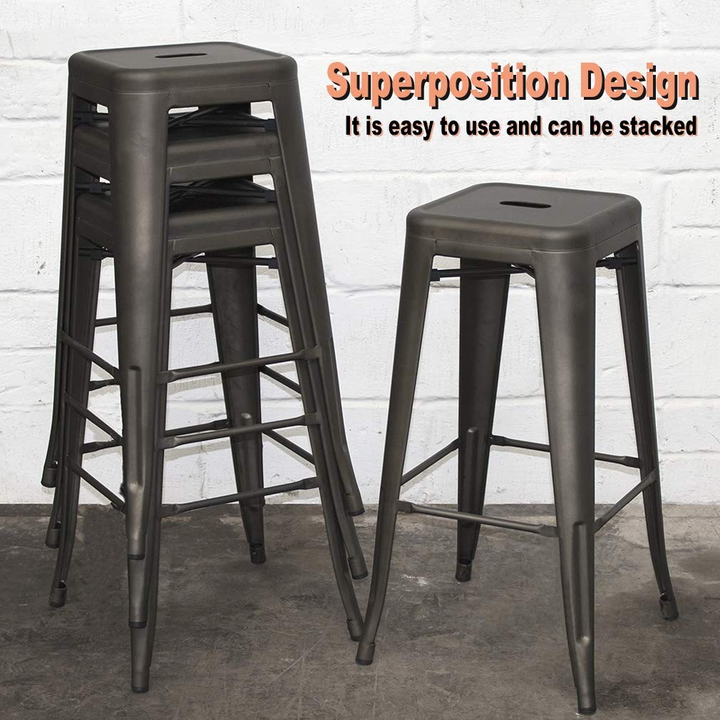 FDW 30 Inches Bar Stools Set of 4 Bar Stools Counter Height Metal Stool Patio St