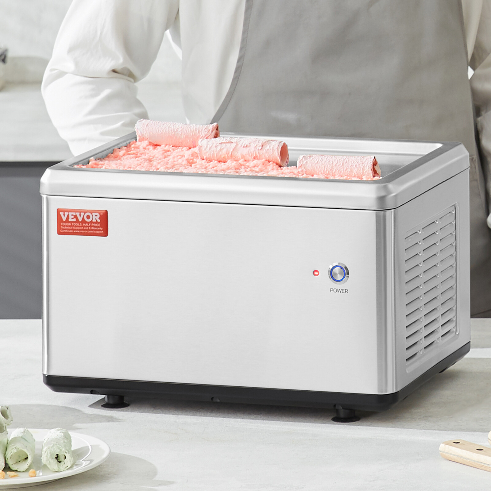 VEVOR Fried Ice Cream Machine Ice Roll Maker Rolled Yogurt Maker 12.6"x8.5" Pan