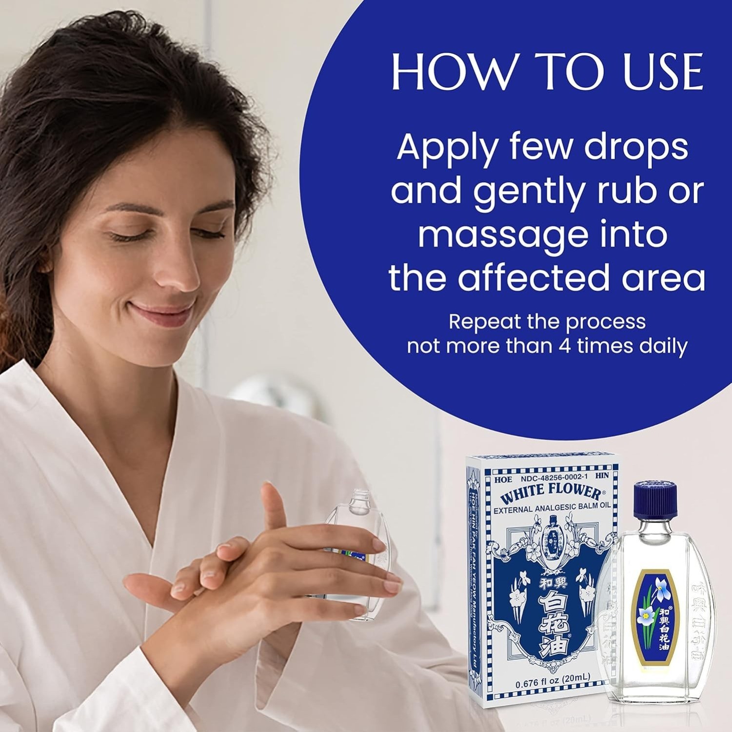 3 Packs- White Flower External Analgesic Balm Oil Pain Relief -20ml-Exp:2029