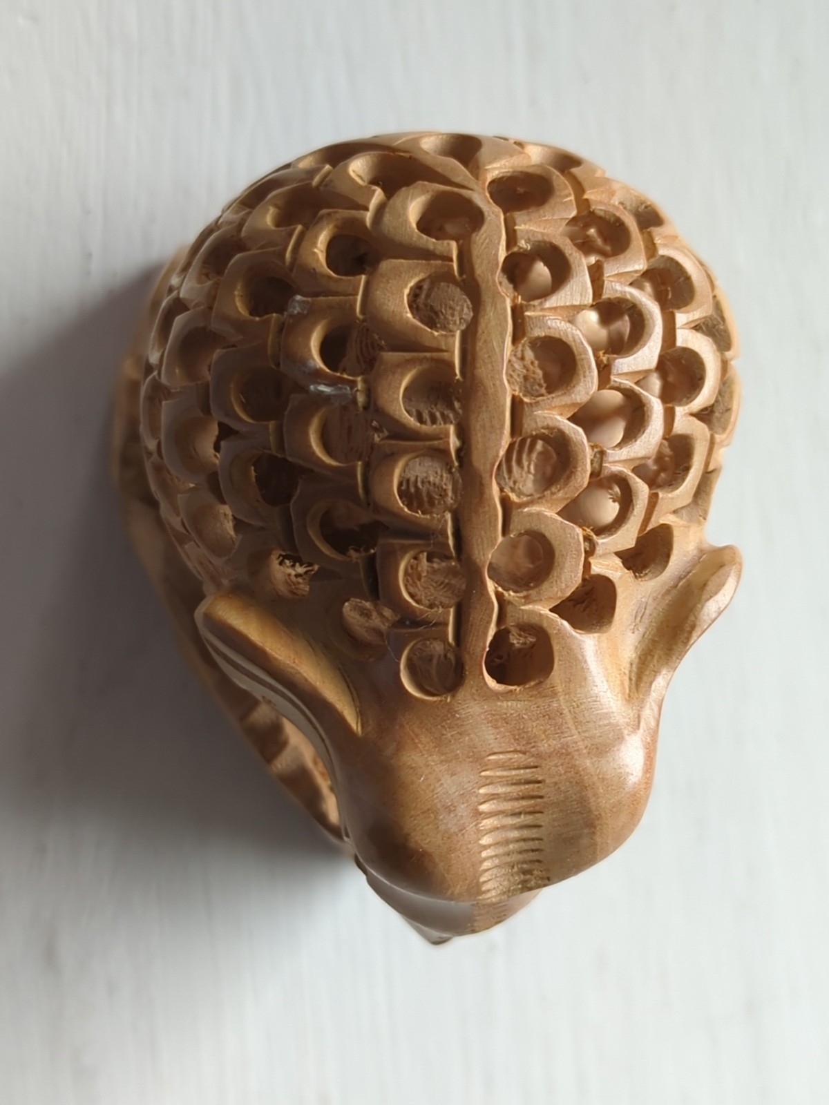 Hand Carved Wooden Elephant Family w/Baby Inside Figurine 3" Tall Intricate