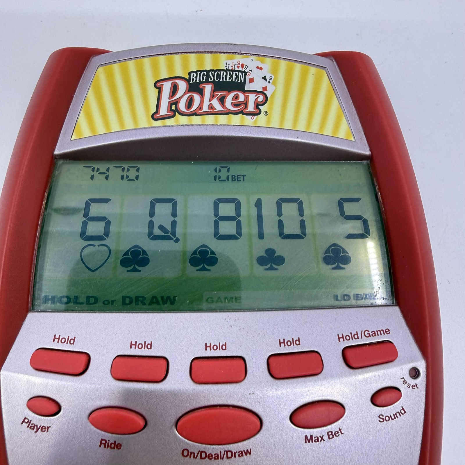 Radica Big Screen Poker Electronic Handheld Game Red Silver 2005 China