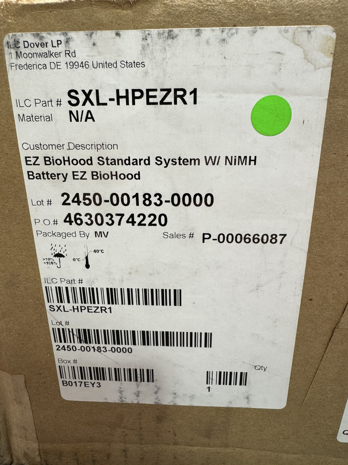 ILC DOVER Sentinel SXL-HPEZR1 PAPR System Bio Hood Battery Blower Charger Filter