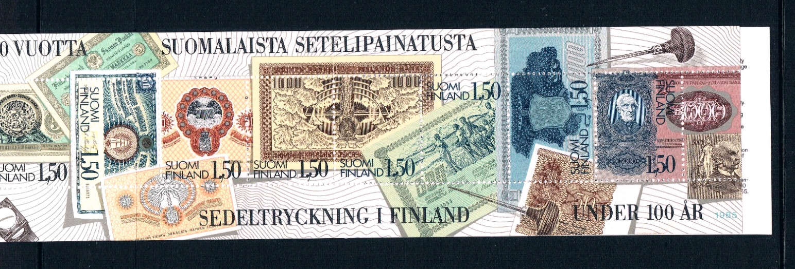 $6.00 Scott Value - 1986 FINLAND Banknotes s/s Currency 100 Years CV MNH NH UMM