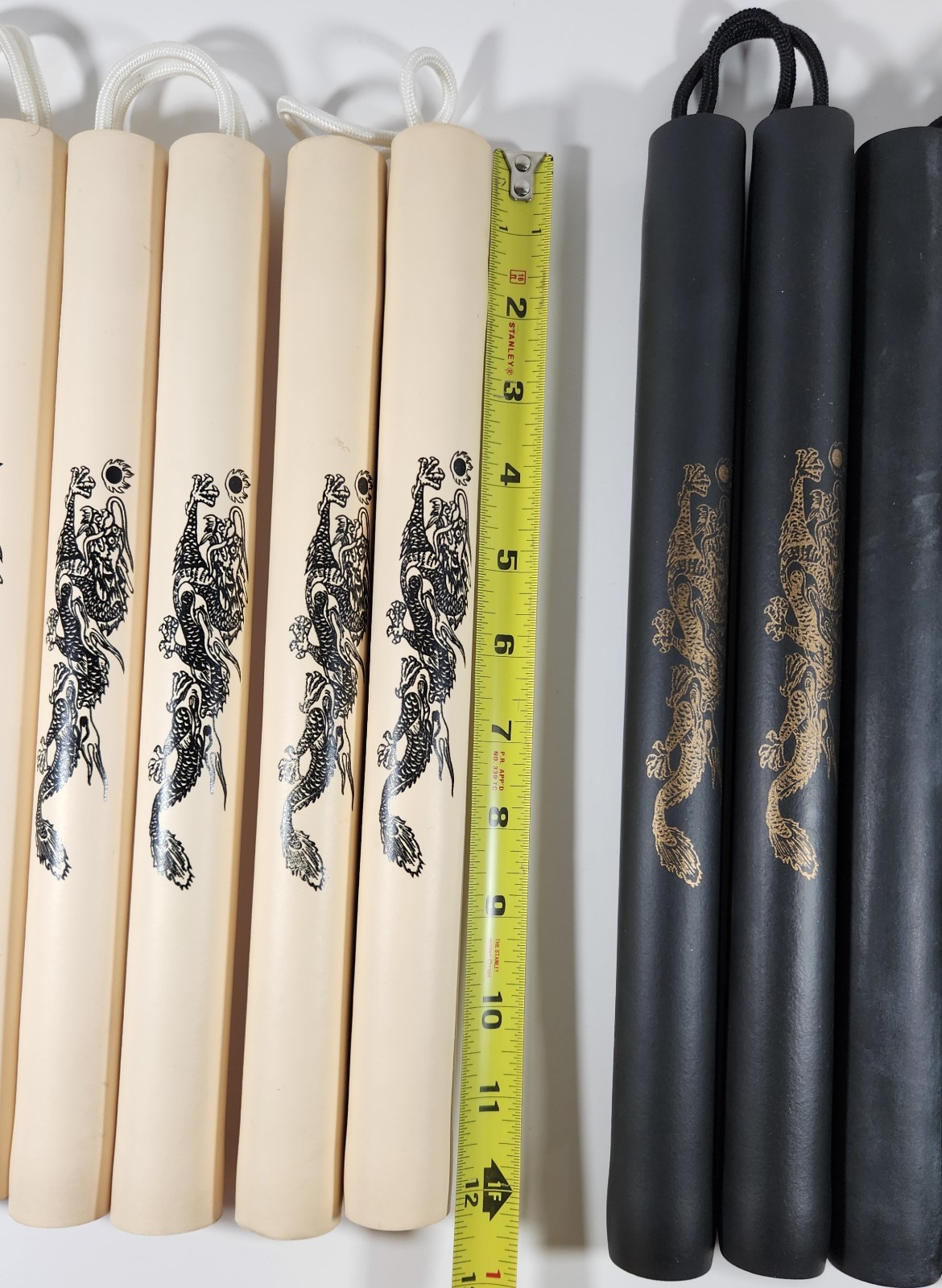 LOT OF 9 FOAM NUNCHUCKS WHITE AND BLACK DRAGONS 12” TAIWAN R.O.C.