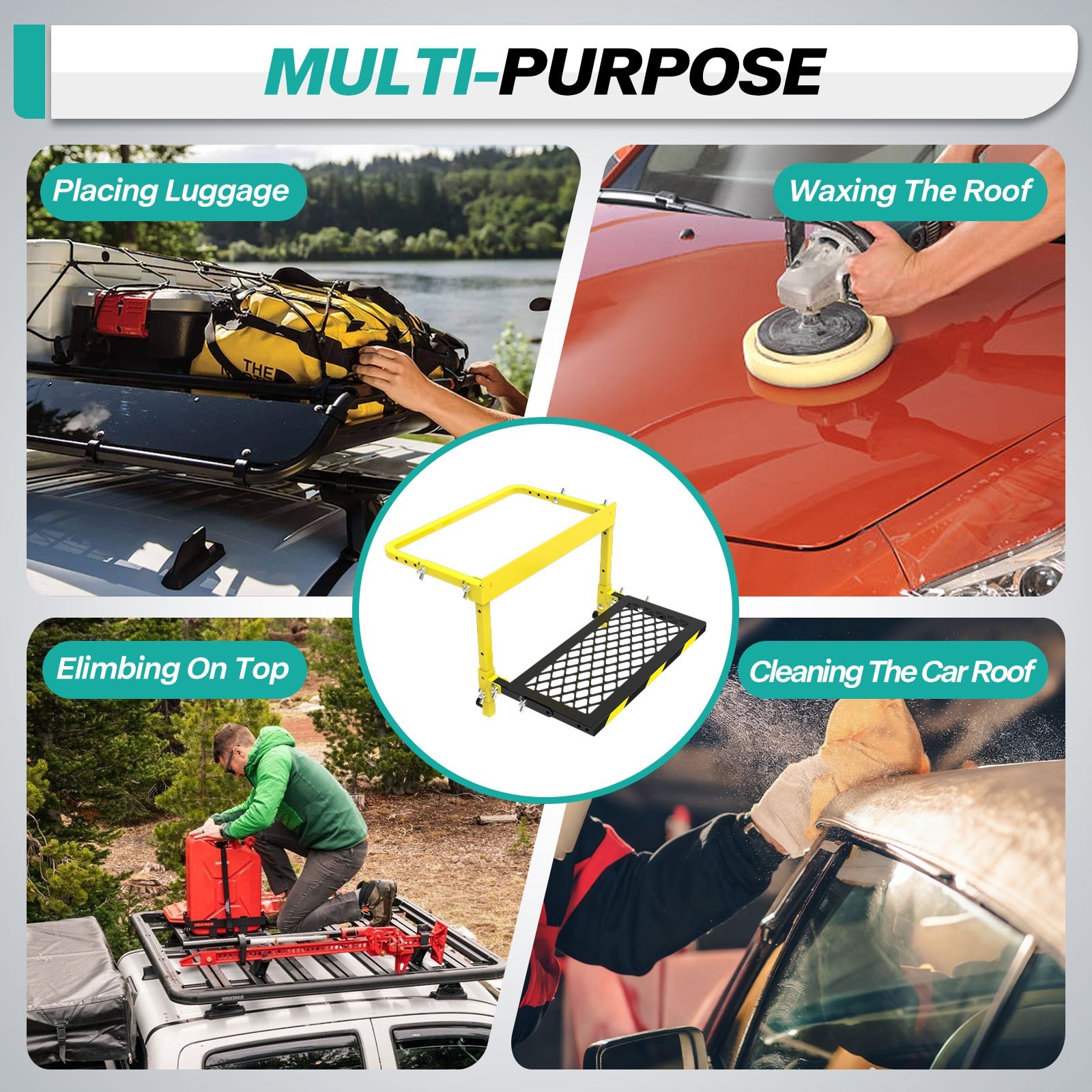 Adjustable Folding Truck Tire Step RV SUV Mounted Tirestep Over Wheel, Non-Slip