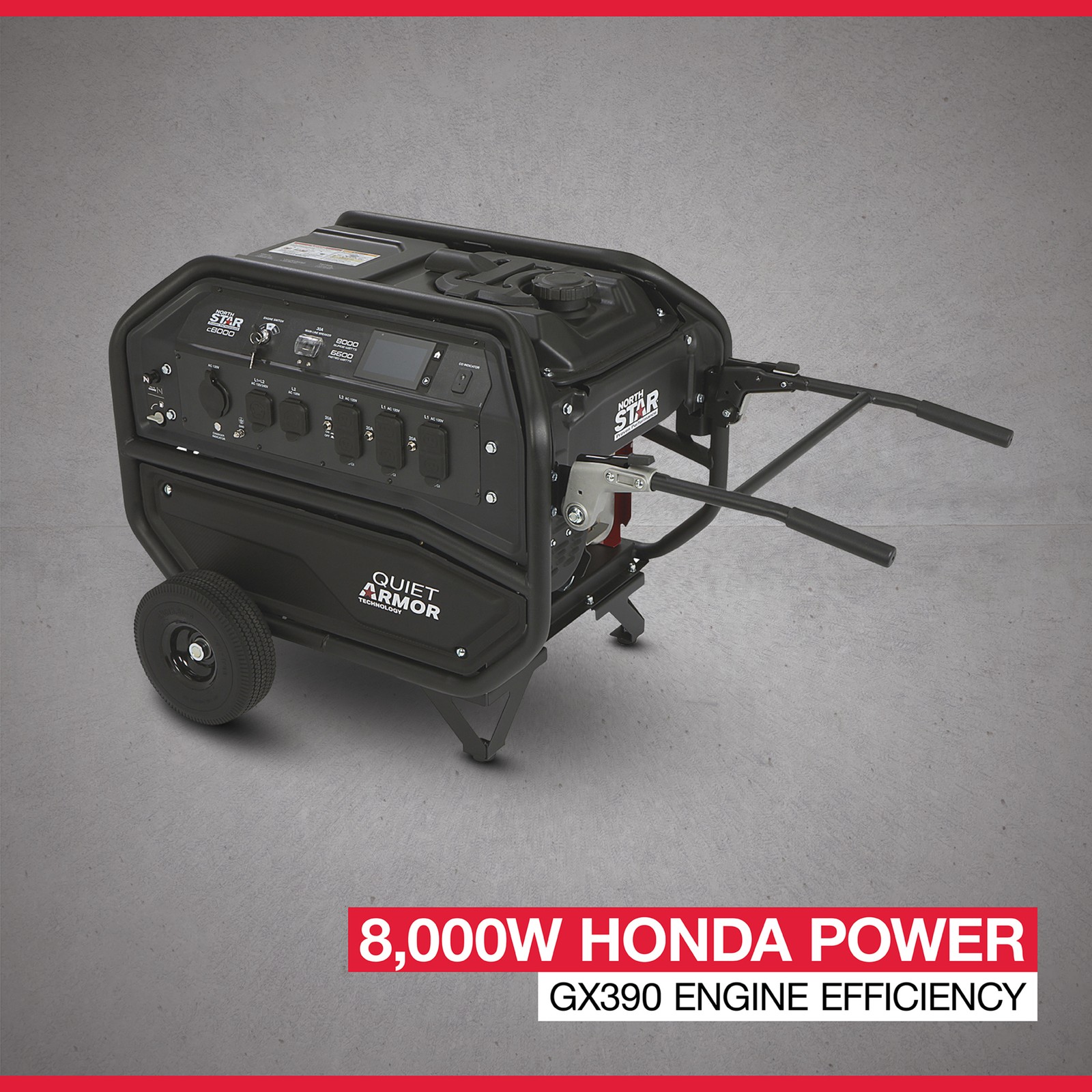 NorthStar Quiet Armor Commercial-Grade Portable Generator, Honda GX390 OHV