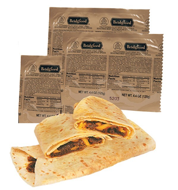 Mexican Beef Taco MRE Survival Ready to Eat meals Bridgford - 24 pack