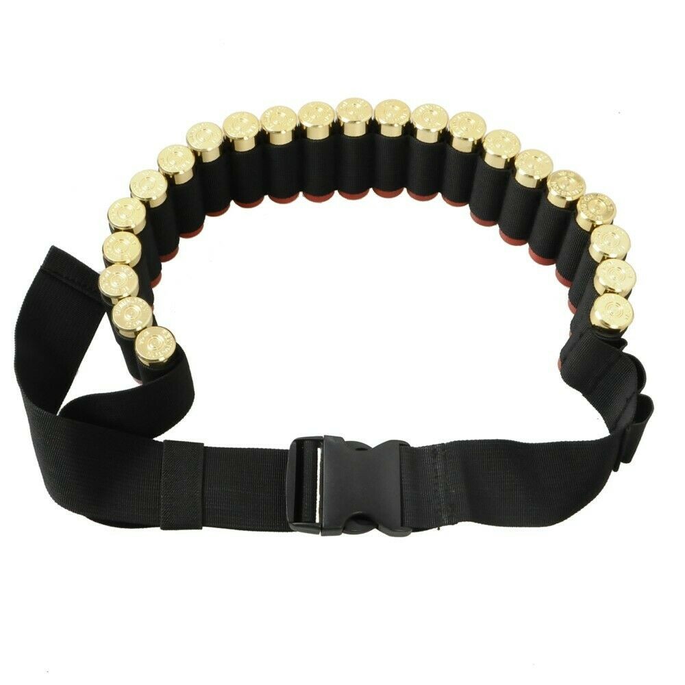 25 Round Shotgun Sling Bandolier Ammo Waist Belt with Shell Holder for 12GA 20GA