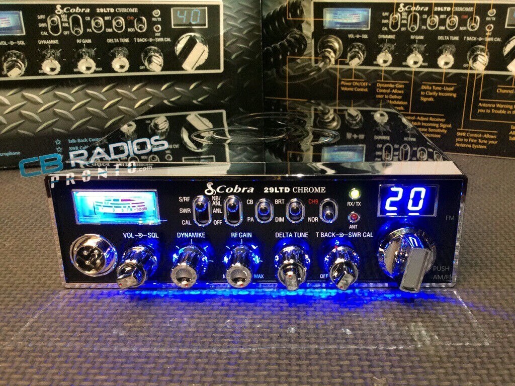 Cobra 29 LTD Chrome-BLUE NITRO LED RINGS+PERFORMANCE TUNED+RECEIVE ENHANCED+ECHO