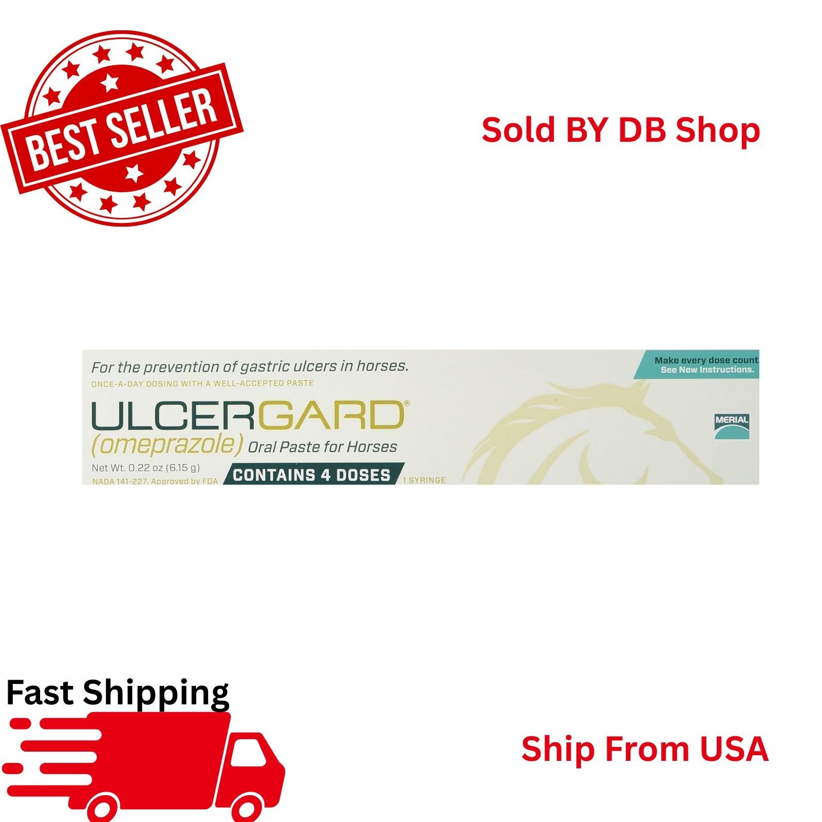 ULCERGARD Oral Paste for Horse Stomach Ulcers 1.8mg .22oz 4 dose syringe